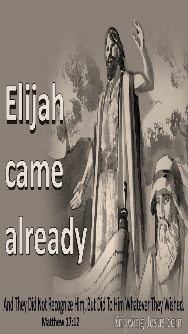 Matthew 17:12 Elijah Already Came, And They Did Not Recognize Him (brown)